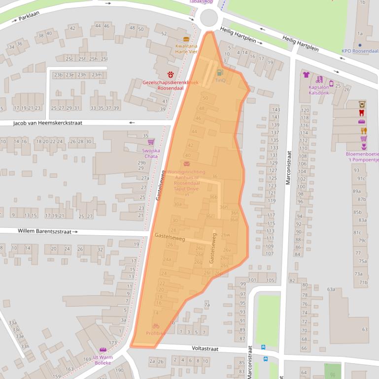 Kaart van postcodegebied 4702TB.