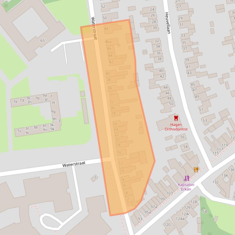 Kaart van postcodegebied 4702TV.