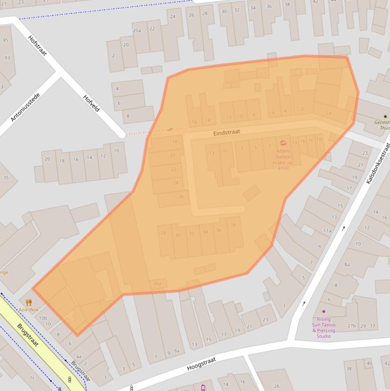 Kaart van postcodegebied 4702XN.