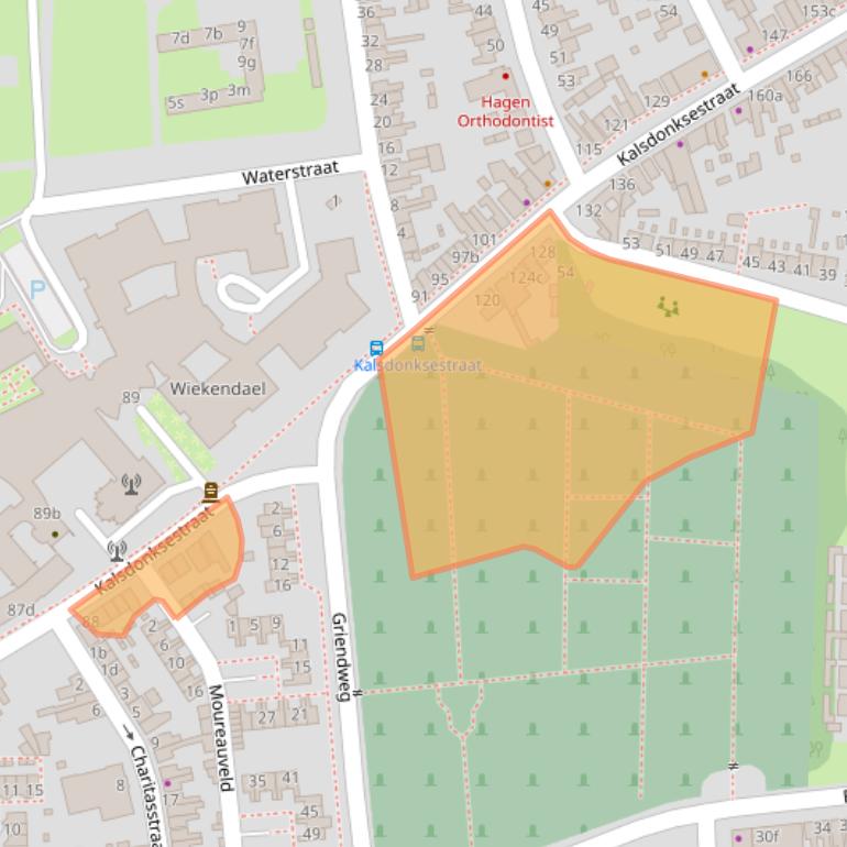 Kaart van postcodegebied 4702ZH.