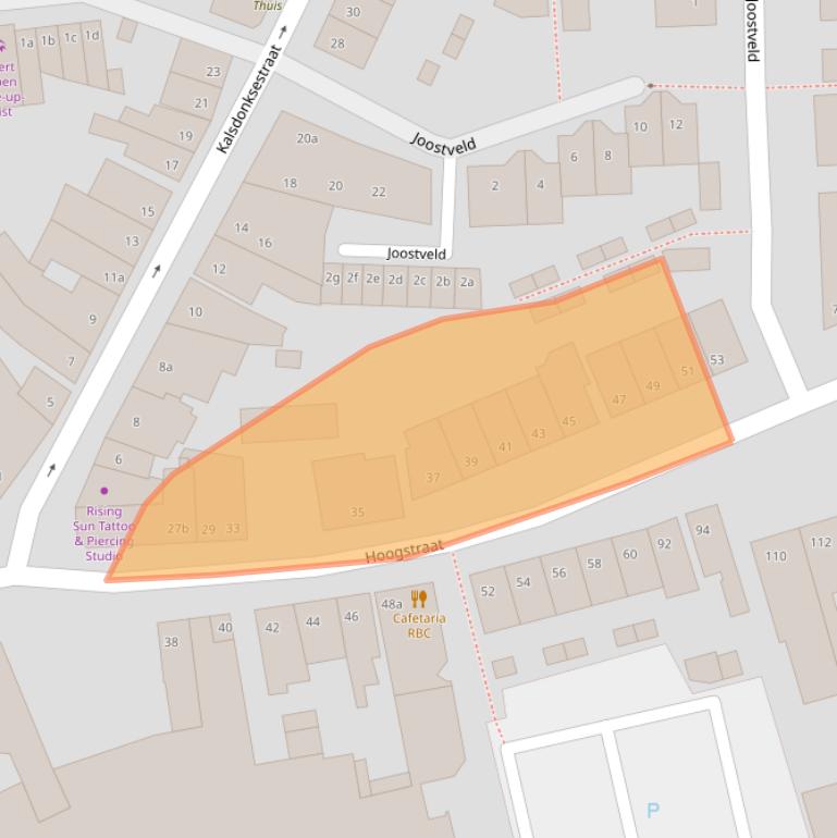 Kaart van postcodegebied 4702ZP.