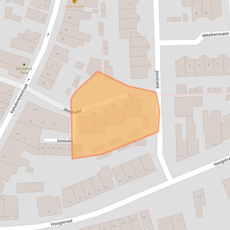 Kaart van postcodegebied 4702ZX.