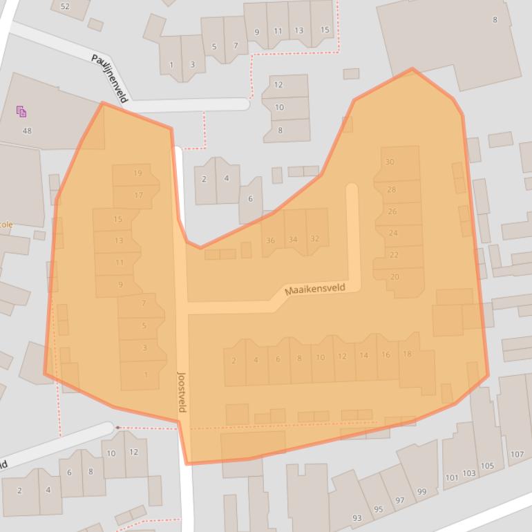 Kaart van postcodegebied 4702ZZ.