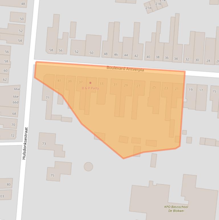 Kaart van postcodegebied 4703AW.