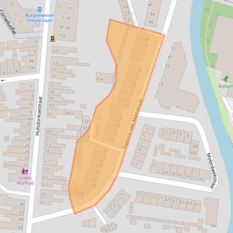 Kaart van postcodegebied 4703BE.