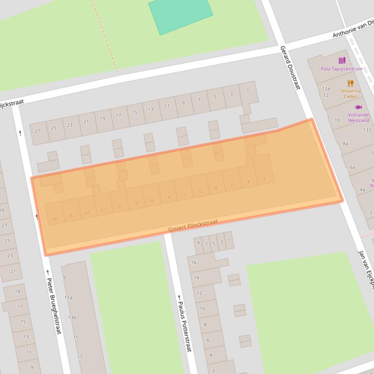 Kaart van postcodegebied 4703LT.