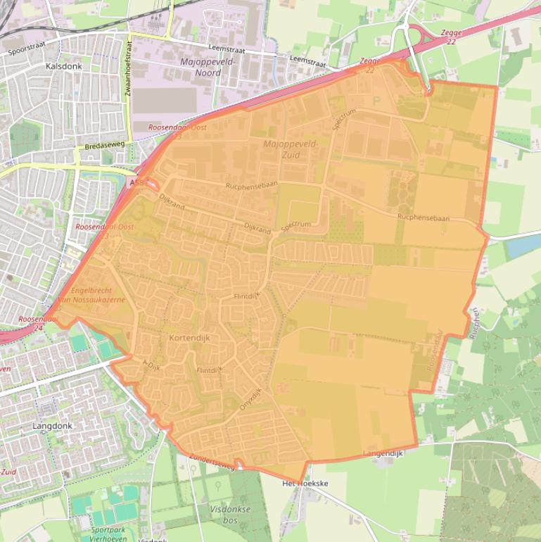 Kaart van postcodegebied 4706.