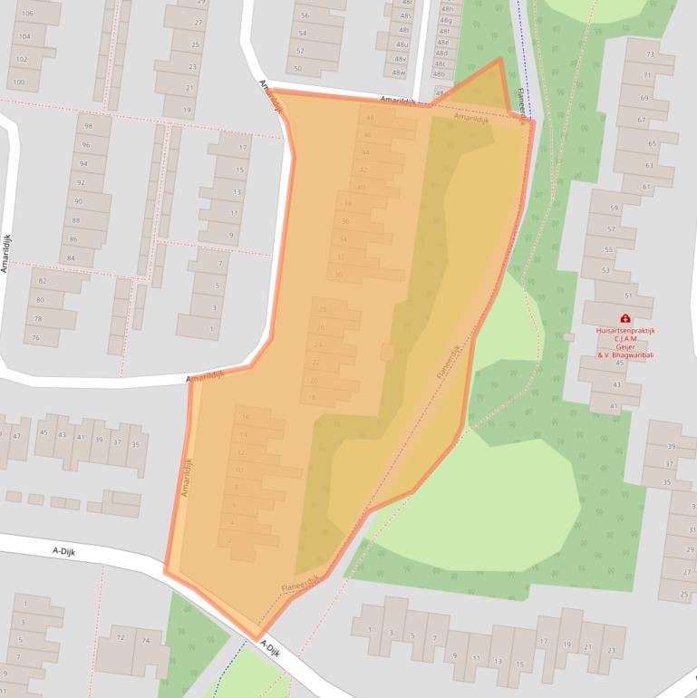 Kaart van postcodegebied 4706AE.