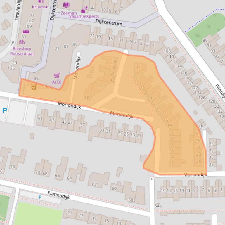 Kaart van postcodegebied 4706LE.