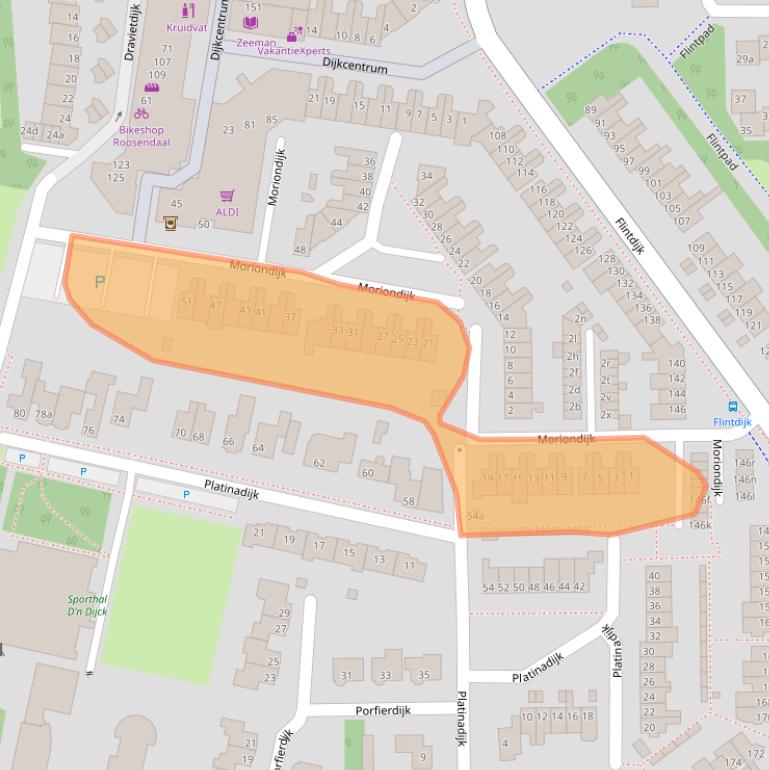 Kaart van postcodegebied 4706LG.
