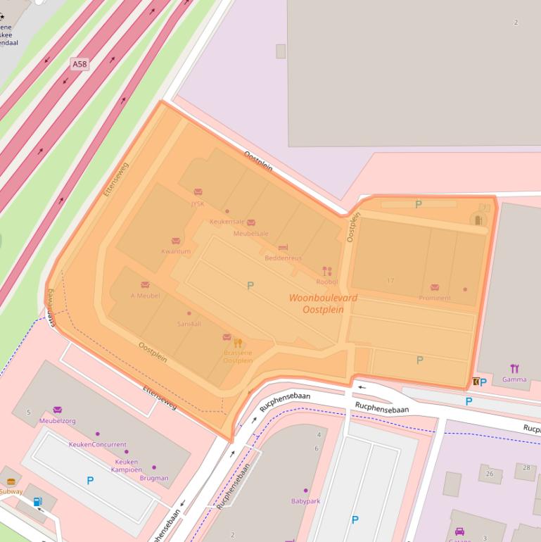 Kaart van postcodegebied 4706NL.