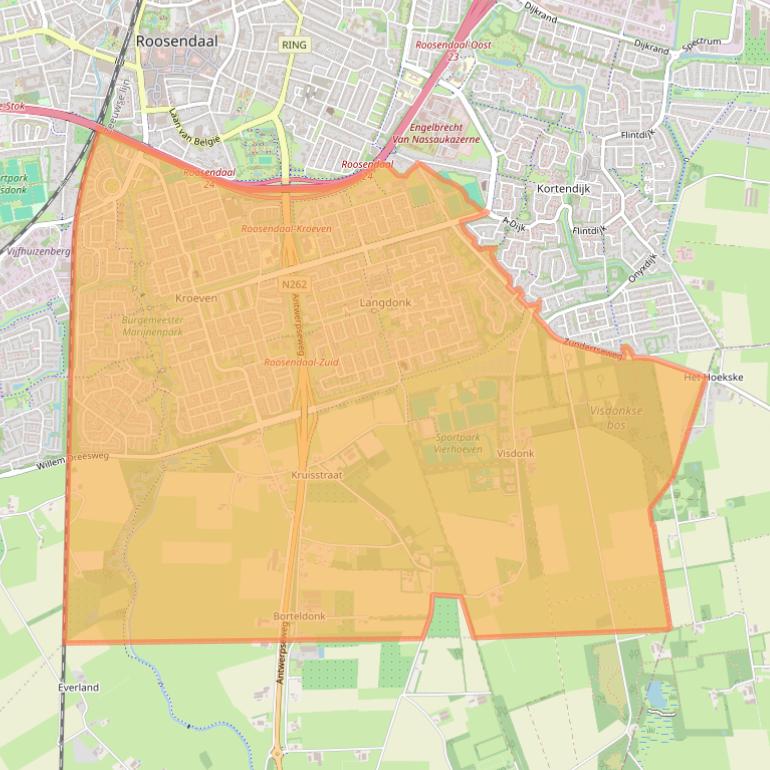 Kaart van postcodegebied 4707.