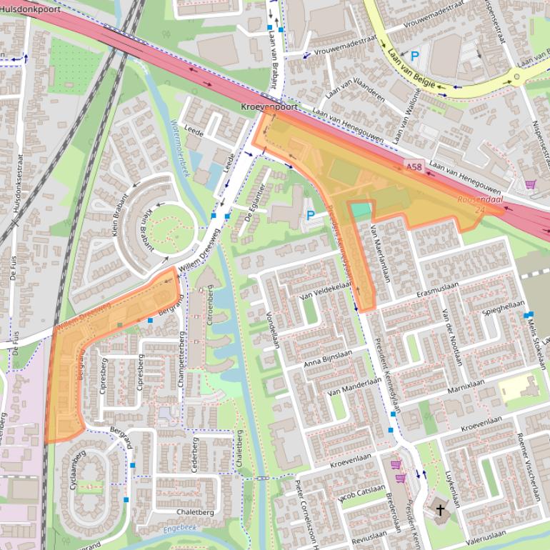 Kaart van postcodegebied 4707AT.