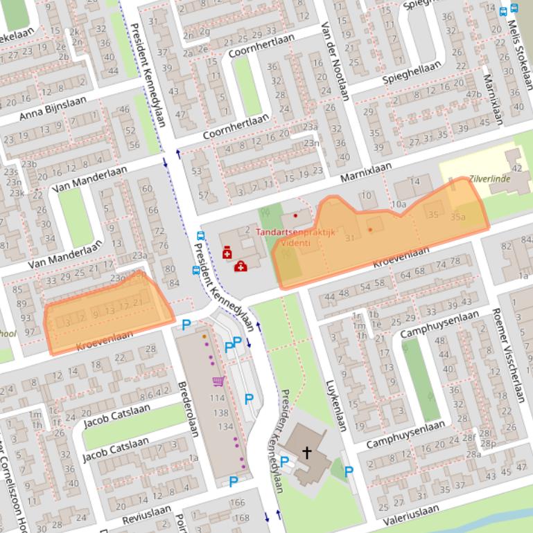Kaart van postcodegebied 4707BJ.