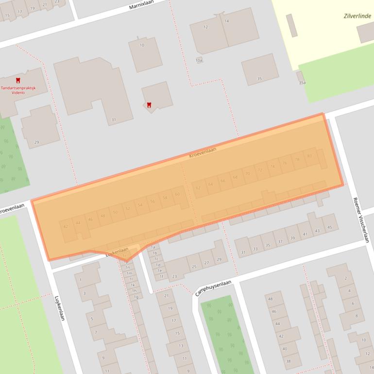 Kaart van postcodegebied 4707BL.