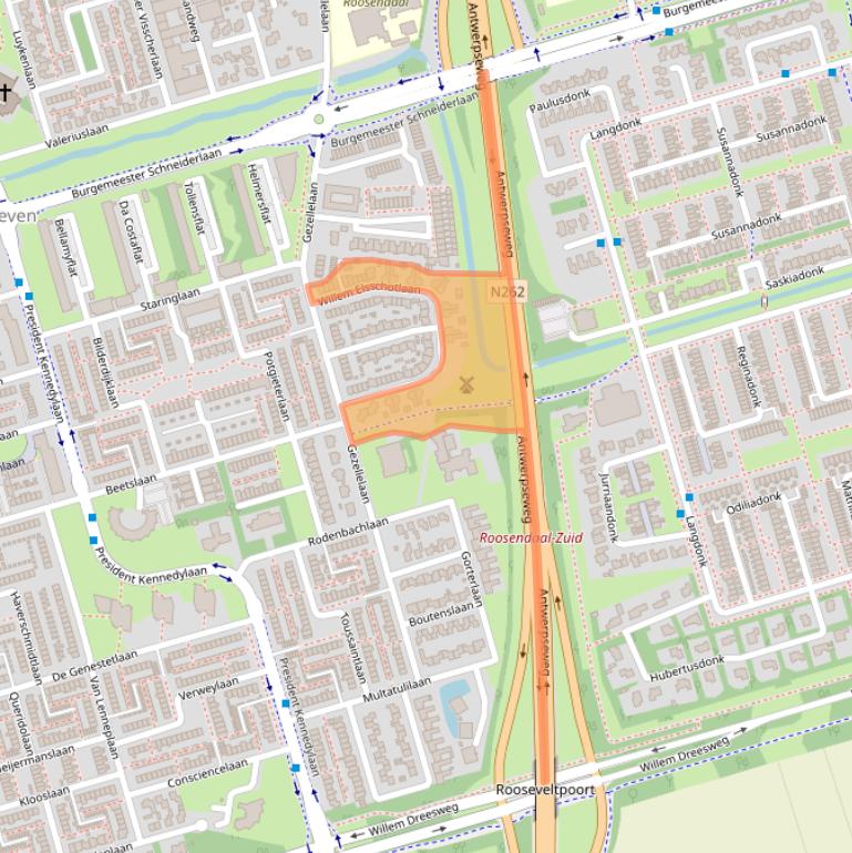 Kaart van postcodegebied 4707GA.