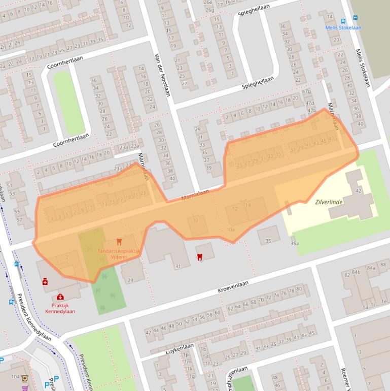 Kaart van postcodegebied 4707HZ.