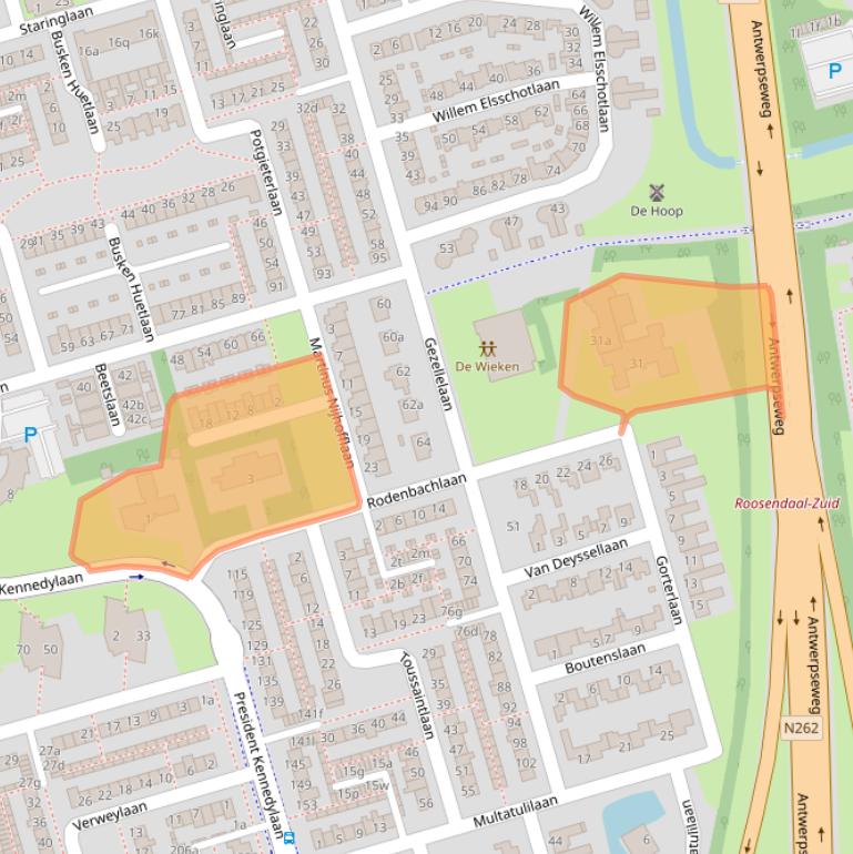 Kaart van postcodegebied 4707NH.