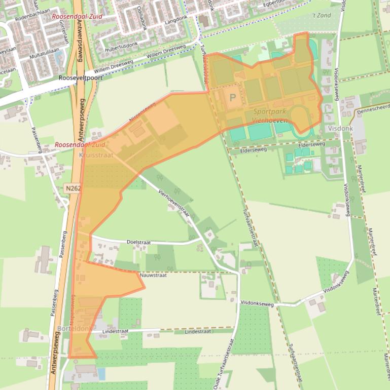 Kaart van postcodegebied 4707RA.