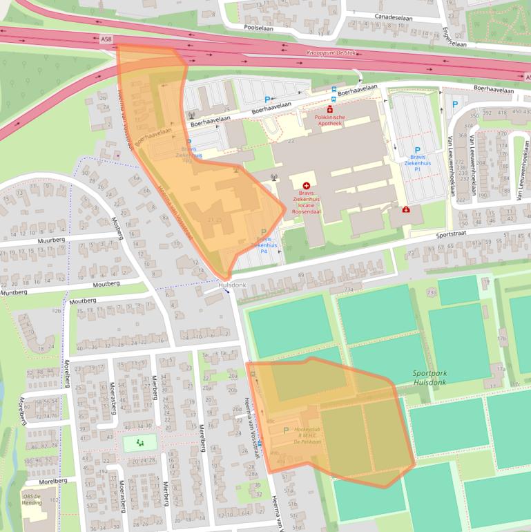 Kaart van postcodegebied 4708AV.