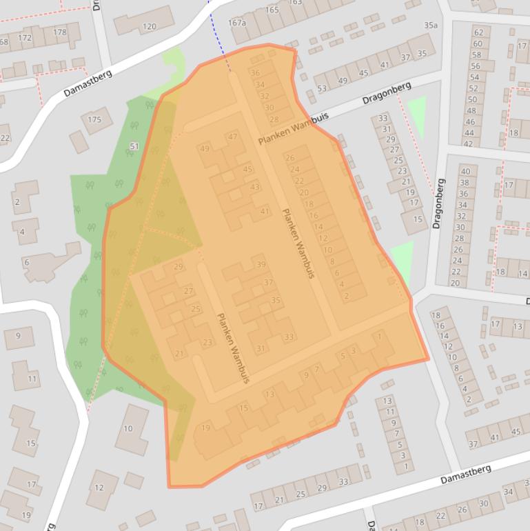 Kaart van postcodegebied 4708DZ.
