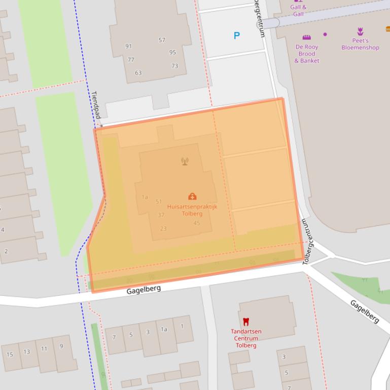 Kaart van postcodegebied 4708GA.