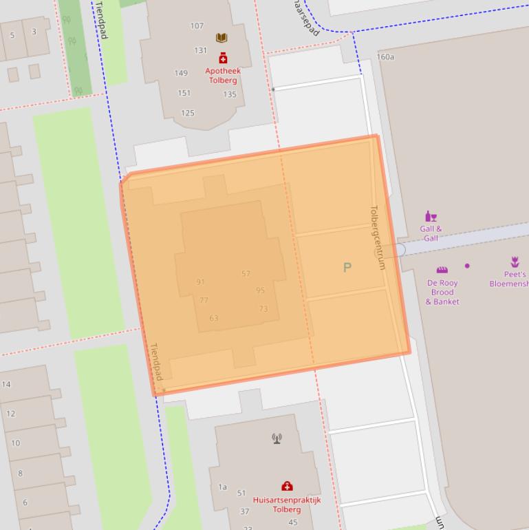 Kaart van postcodegebied 4708GB.