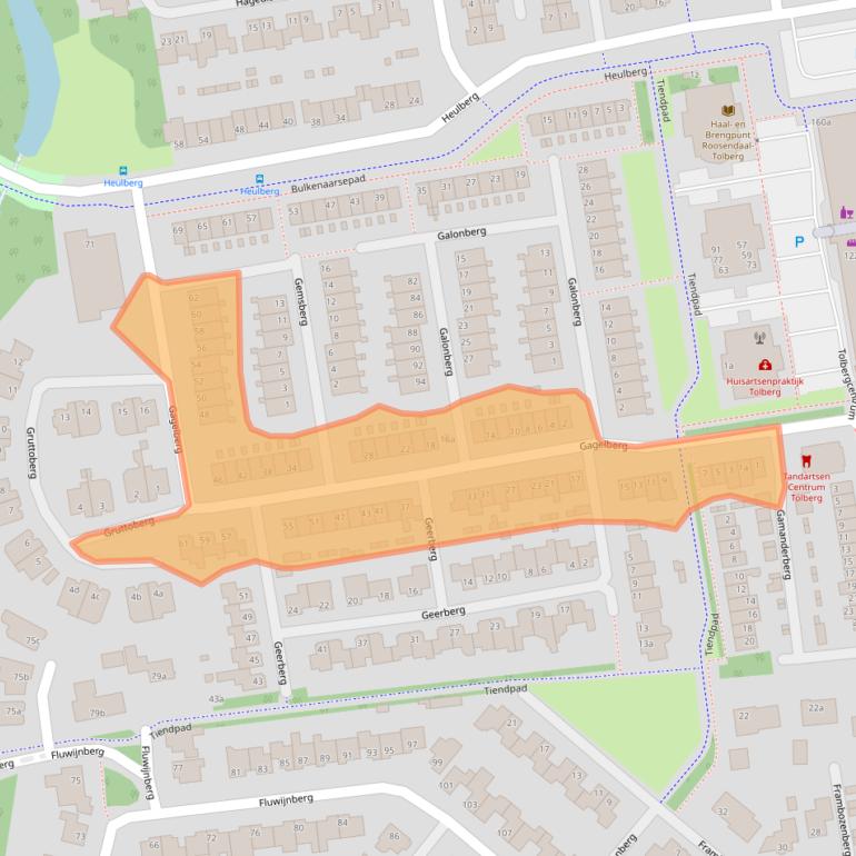 Kaart van postcodegebied 4708GD.