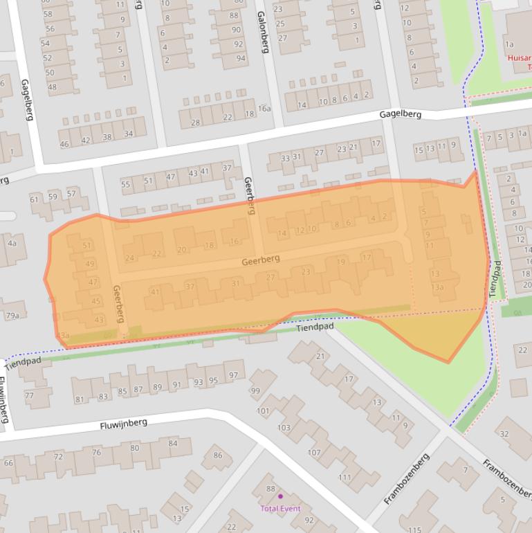 Kaart van postcodegebied 4708GG.