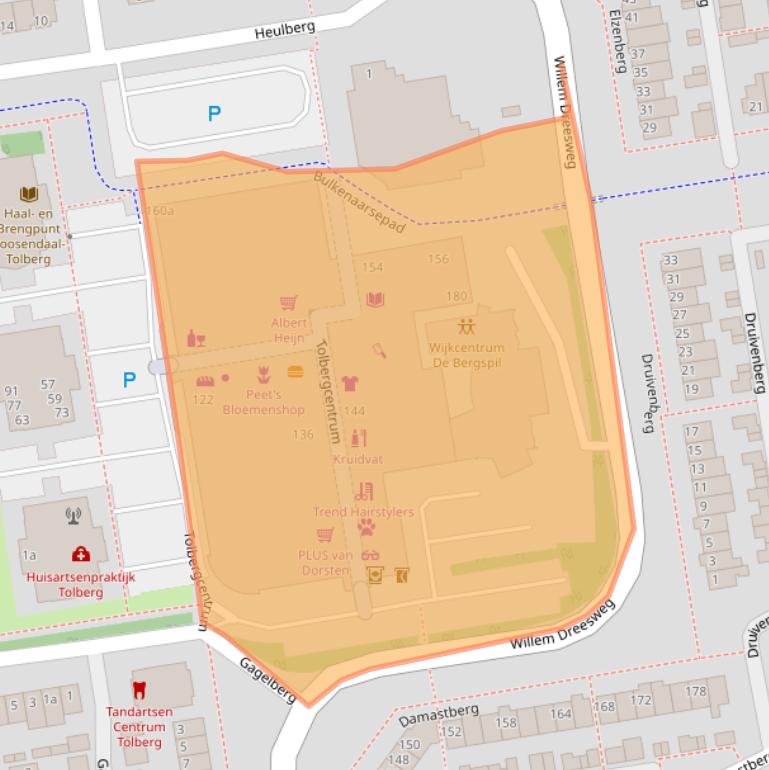 Kaart van postcodegebied 4708HK.