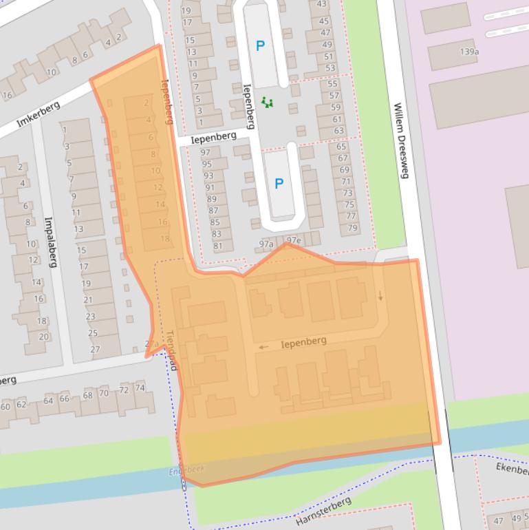 Kaart van postcodegebied 4708JA.