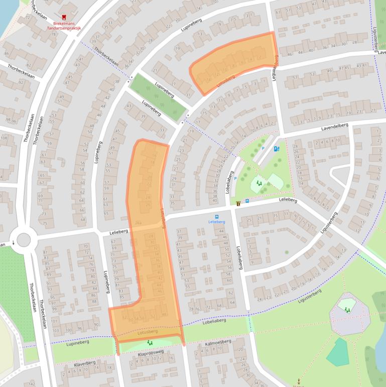 Kaart van postcodegebied 4708LS.