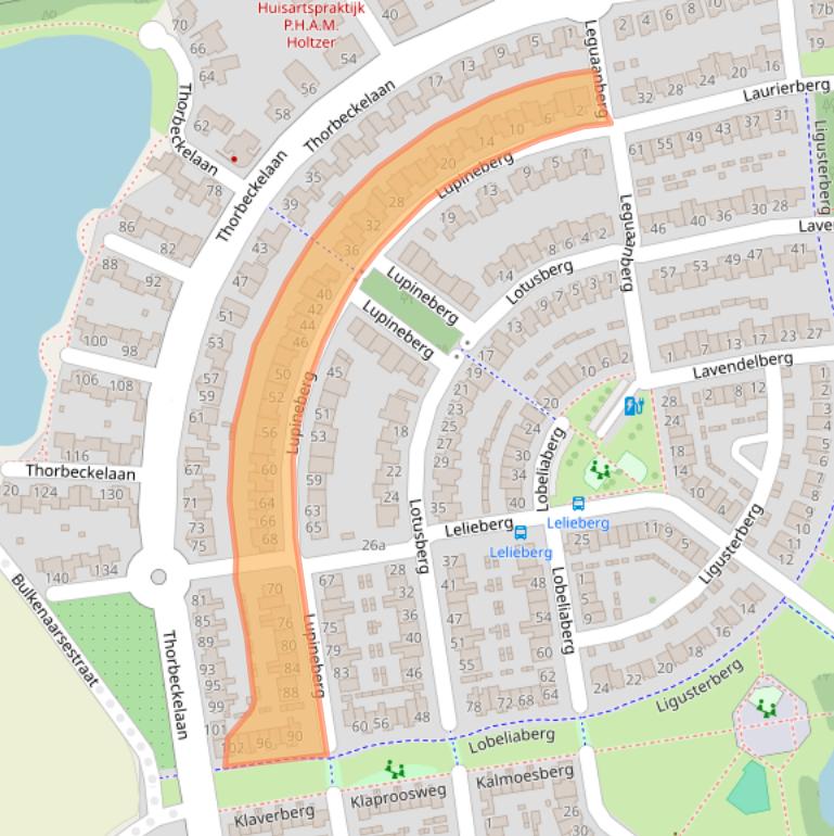 Kaart van postcodegebied 4708LV.