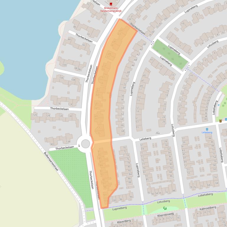 Kaart van postcodegebied 4708LZ.