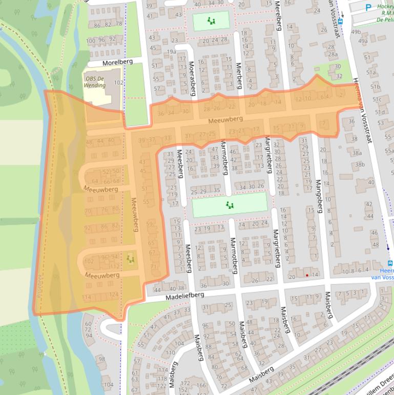 Kaart van postcodegebied 4708NH.
