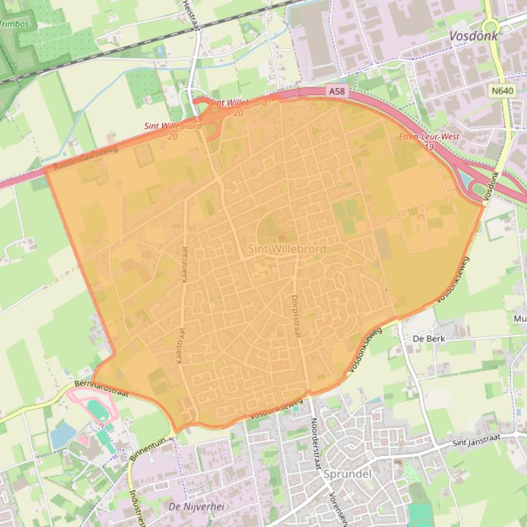 Kaart van postcodegebied 4711.