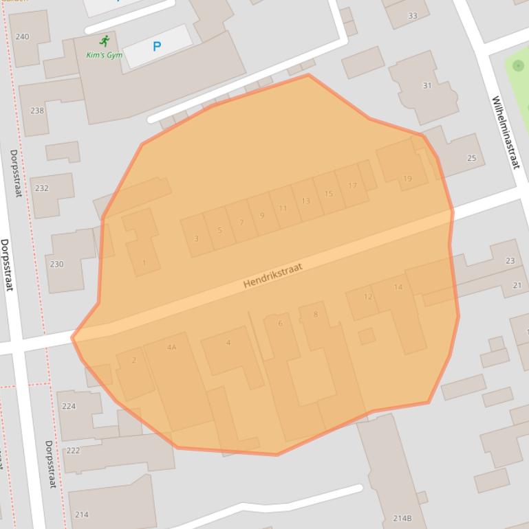 Kaart van postcodegebied 4711BV.
