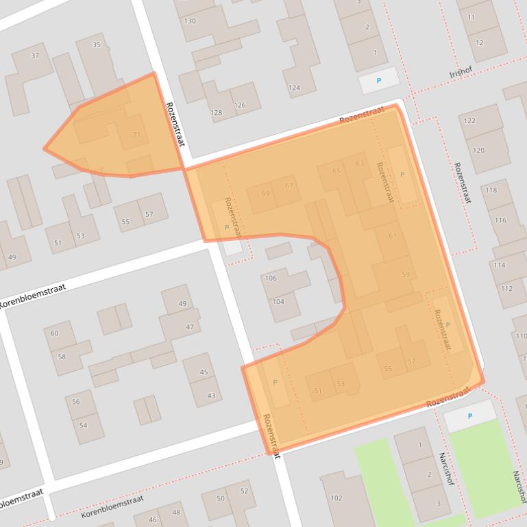 Kaart van postcodegebied 4711GE.