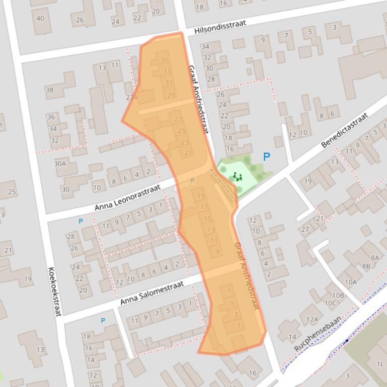 Kaart van postcodegebied 4714AN.