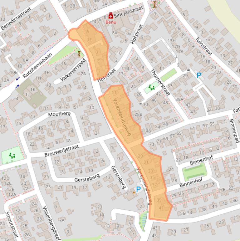 Kaart van postcodegebied 4714BE.