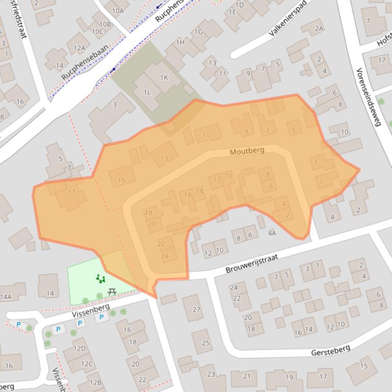 Kaart van postcodegebied 4714BJ.