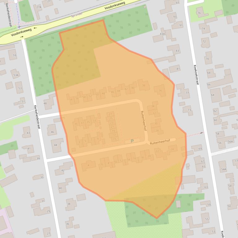 Kaart van postcodegebied 4714PZ.