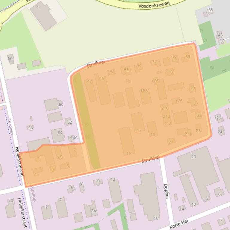 Kaart van postcodegebied 4714VC.