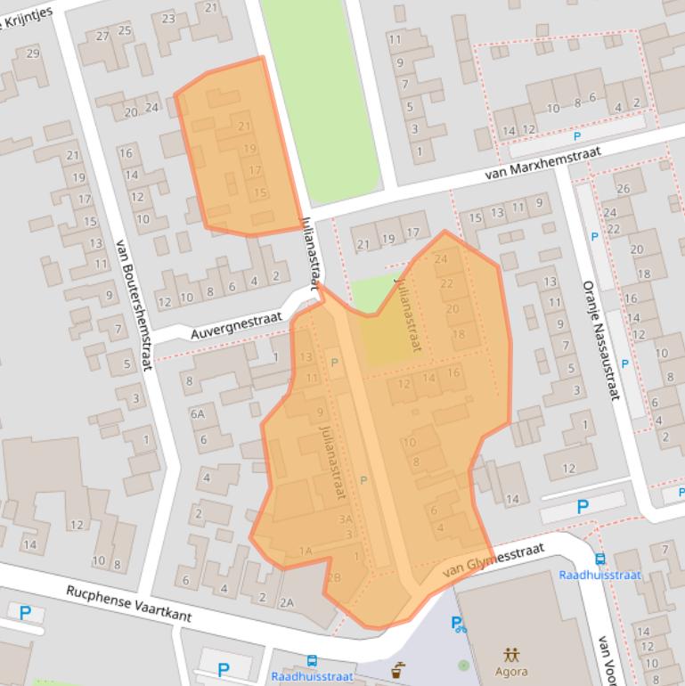 Kaart van postcodegebied 4715AT.