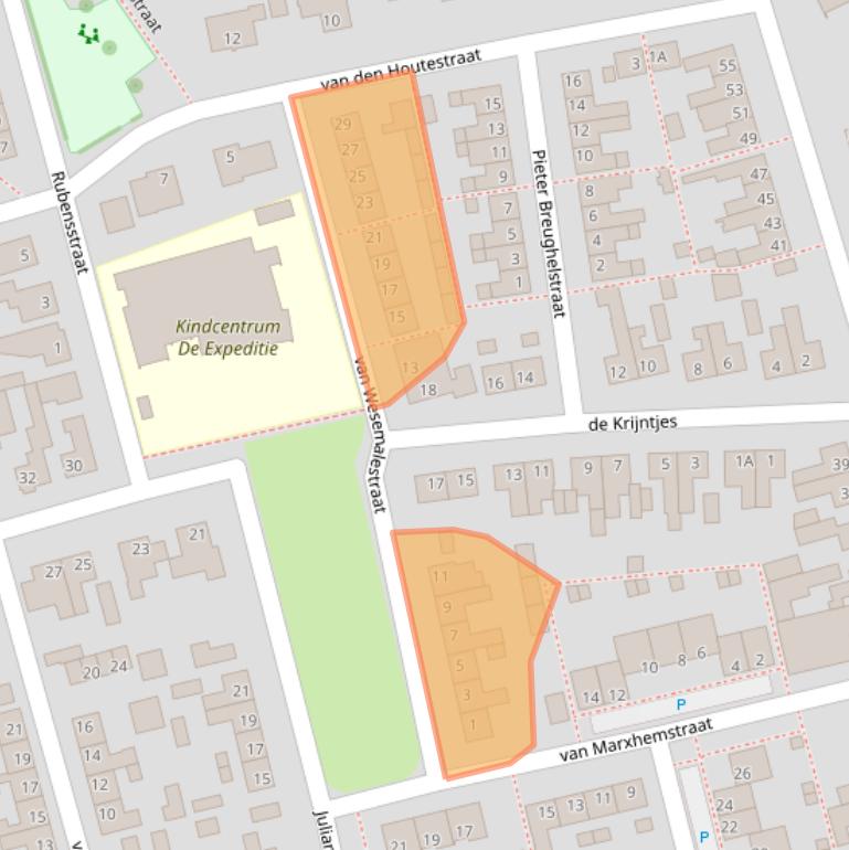 Kaart van postcodegebied 4715BA.