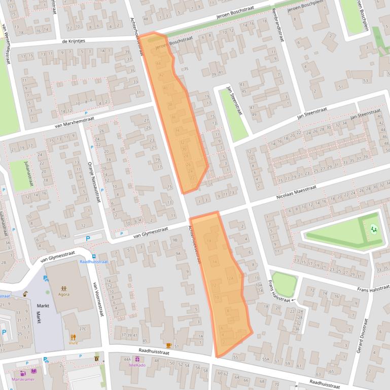 Kaart van postcodegebied 4715BE.