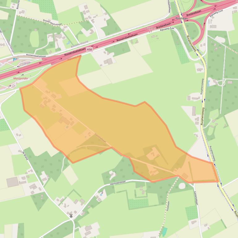 Kaart van postcodegebied 4715TB.