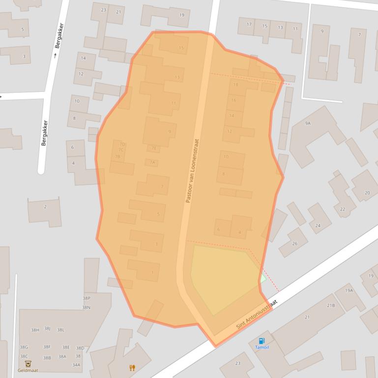 Kaart van postcodegebied 4721AJ.