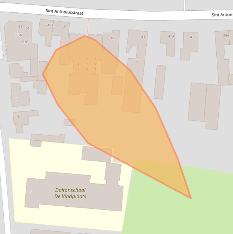 Kaart van postcodegebied 4721BZ.
