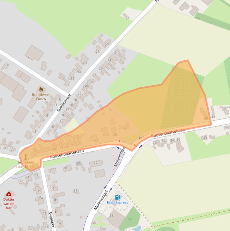 Kaart van postcodegebied 4724SB.